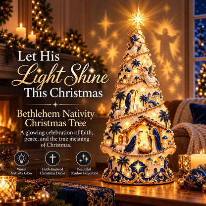 Bethlehem Nativity Light-Up Christmas Tree – Jesus Shadow Projection Holiday Decor