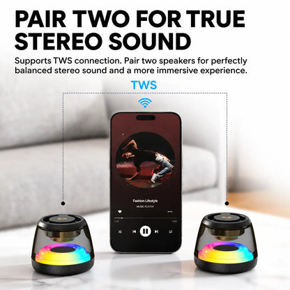 🔊 Monster Mini Bluetooth Speaker – RGB Lights, TWS Stereo & Magnetic Design
