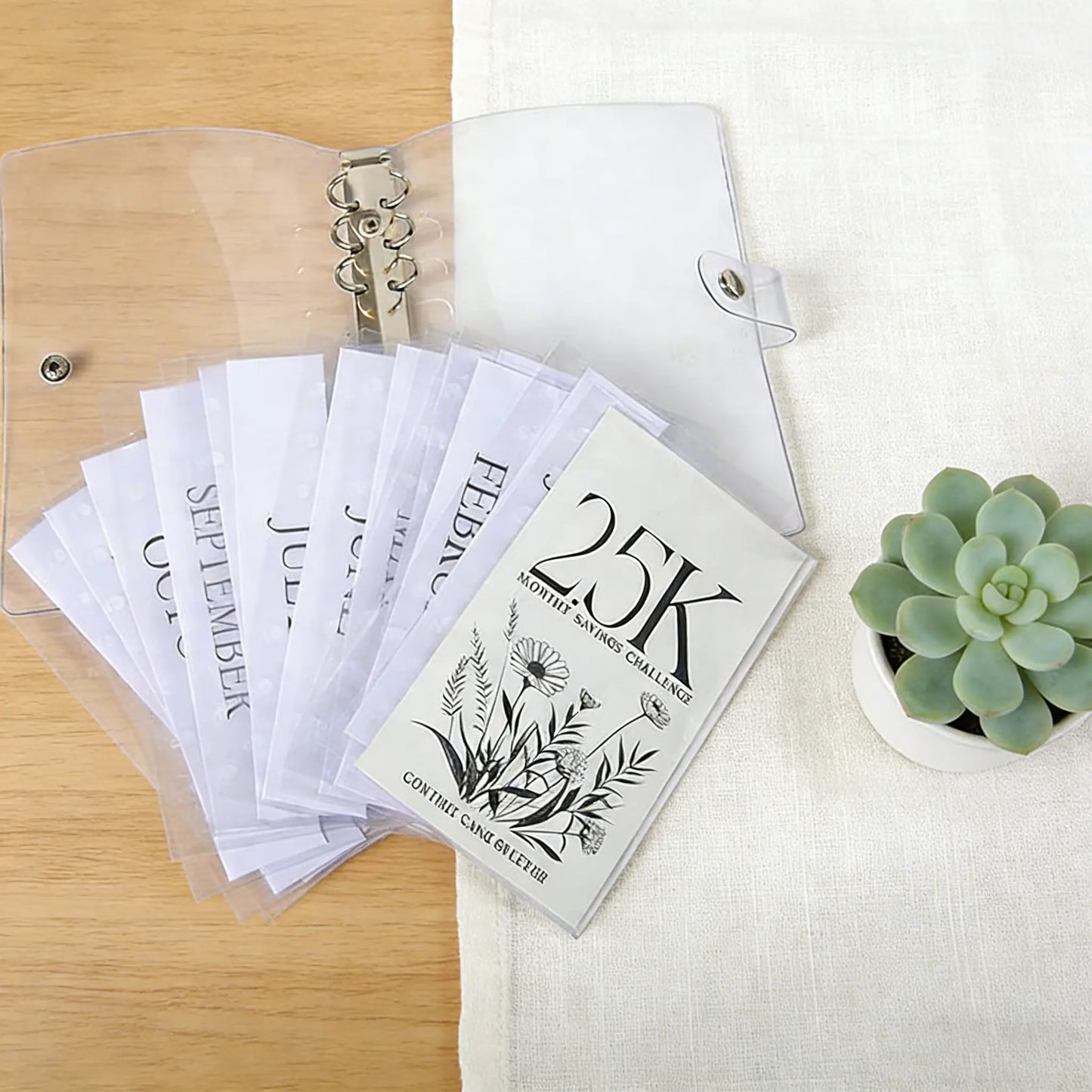 A6 12-Month Money Saving Binder with Cash Envelopes