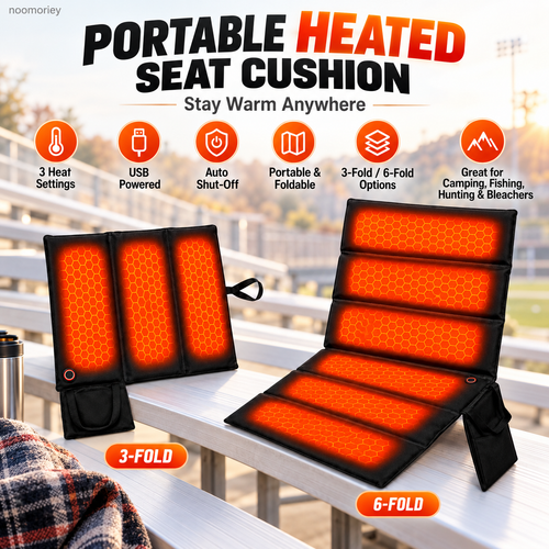 🔥 Portable Foldable Heated Seat Cushion – USB-Powered with 3 Heat Settings