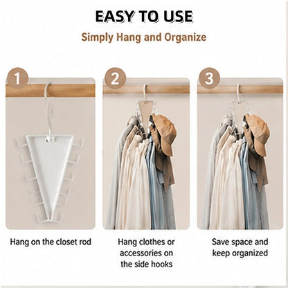 V Shaped Double-Sided Closet Organizer Hanger, 360° Rotatable Space Saving Clothes Hanger Organizer, Multi-Layer Vertical Storage Rack with 12 Hooks for Shirts, Jackets, Pants
