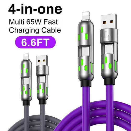 🎉 Buy 1 Get 1 Free! 6.6FT 4-in-1 Fast Charging USB Cable (USB-A/Type-C/Lightning) Aluminum