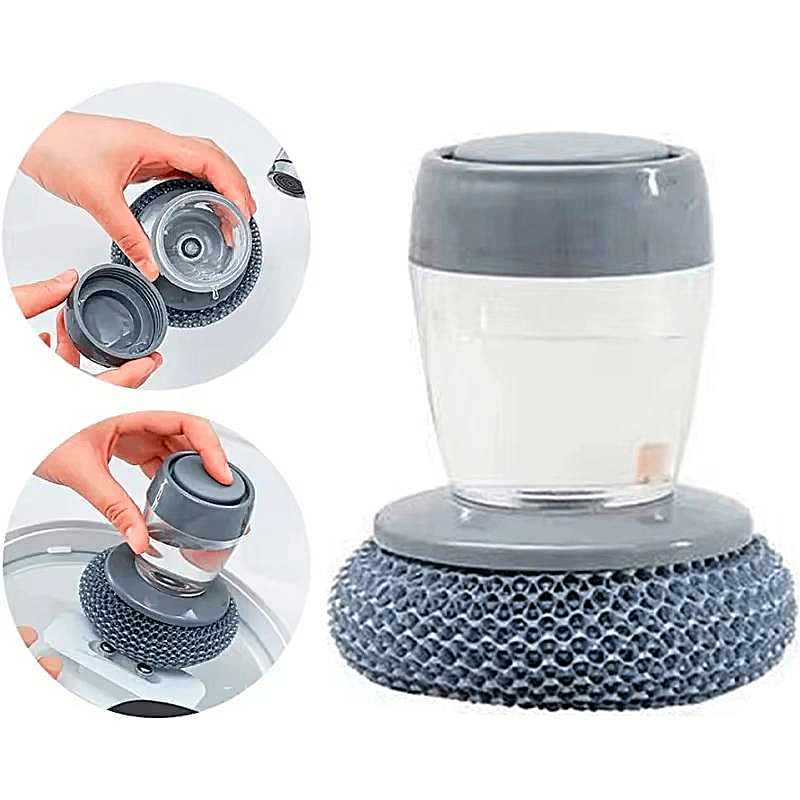 🏆Flash Sale⚡ 50K+ SOLD! 🧽 Comfort Grip Soap Dispensing Kitchen Scrub