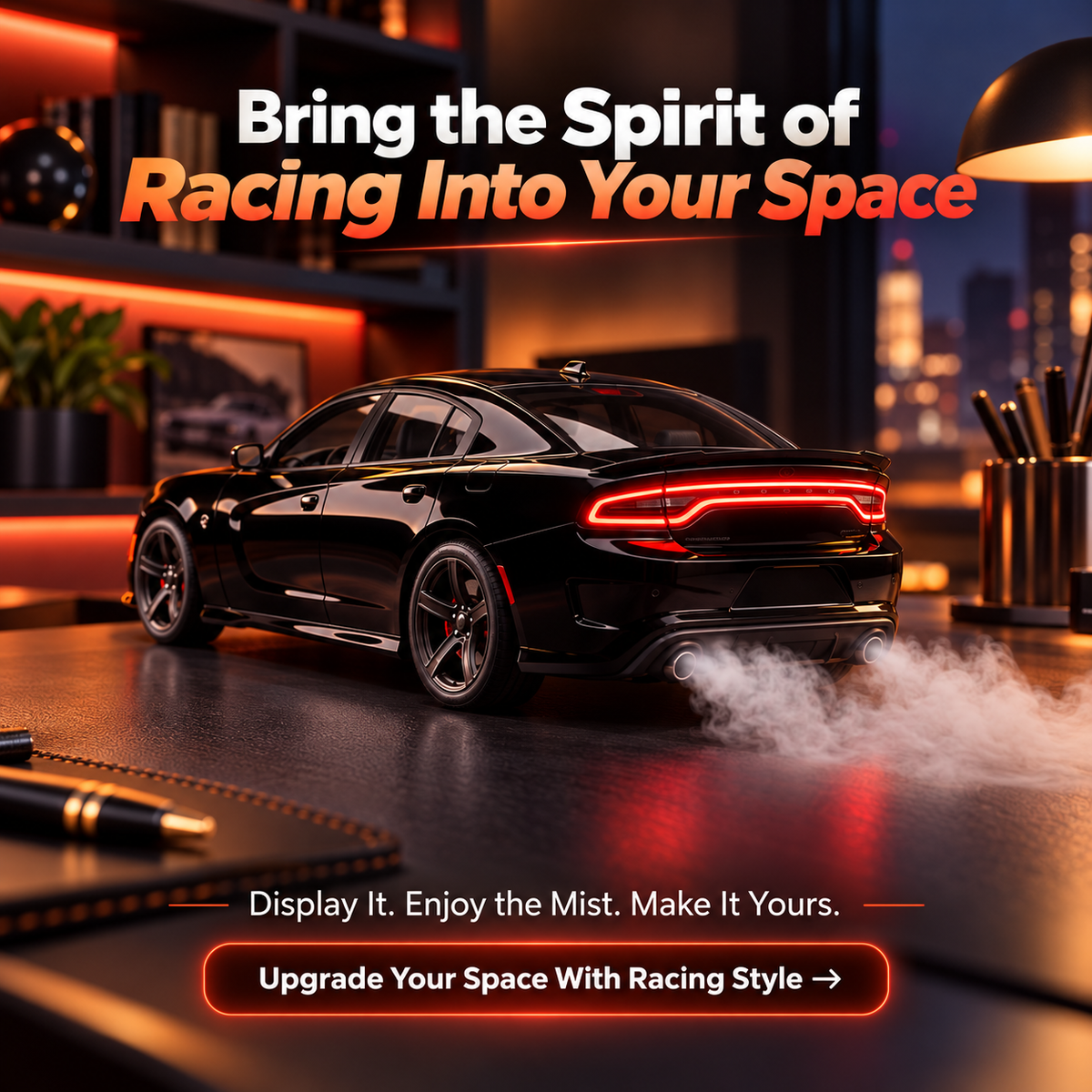 🔥 Racing Car Aroma Diffuser – Realistic Exhaust Mist Effect, Mini Sports Car Desk Decor & Unique Gift for Car Lovers