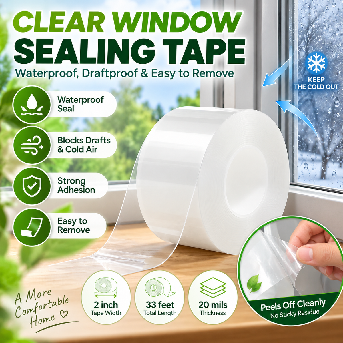 Clear Window Sealing Tape – Waterproof, Draftproof & Easy to Remove