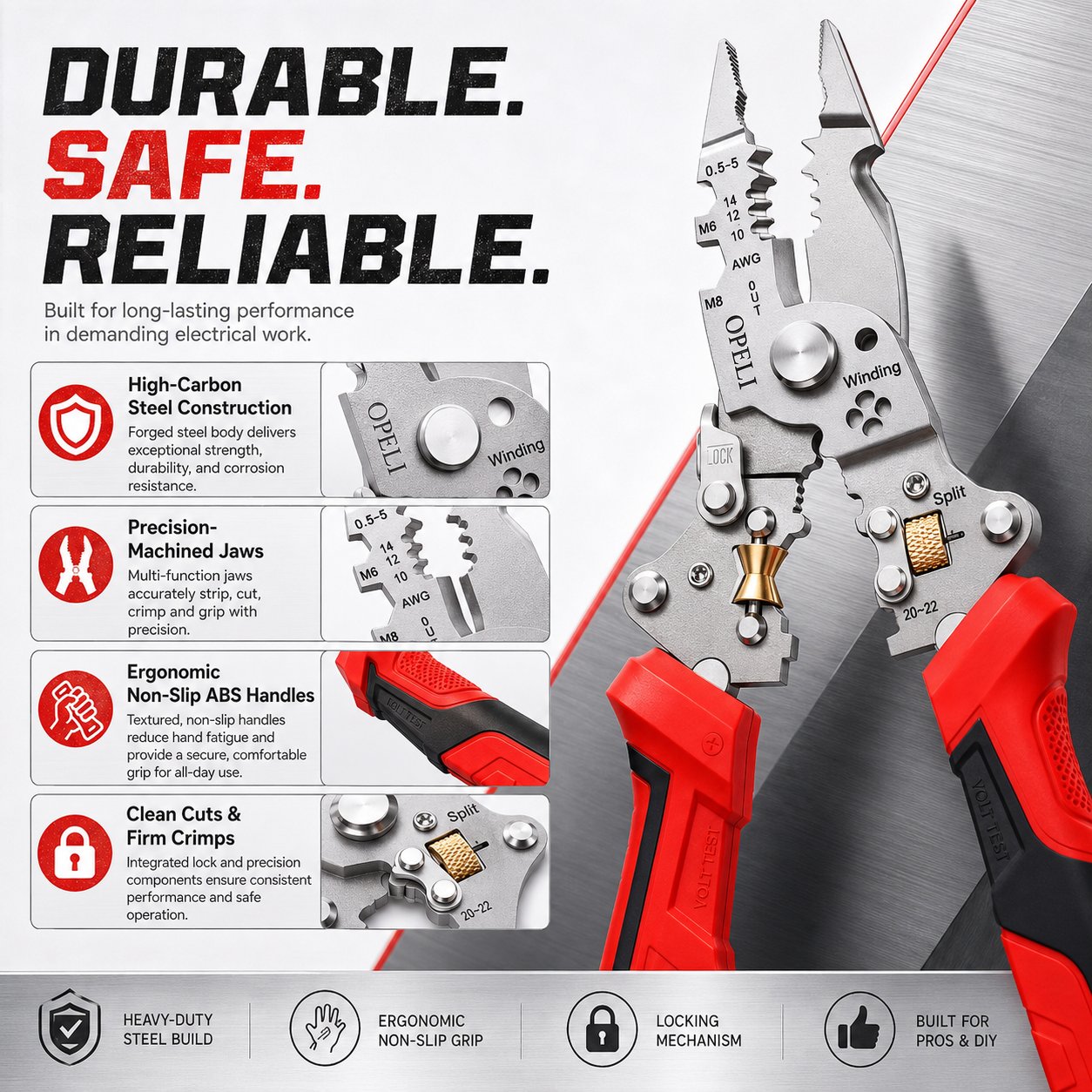 ⚡ 16-in-1 Electrical Pliers with Voltage Tester - Heavy-Duty Wire Stripper for Pros & DIYers!