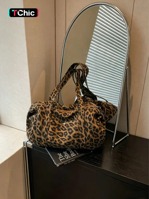 Medium Leopard Print Luggage Bag