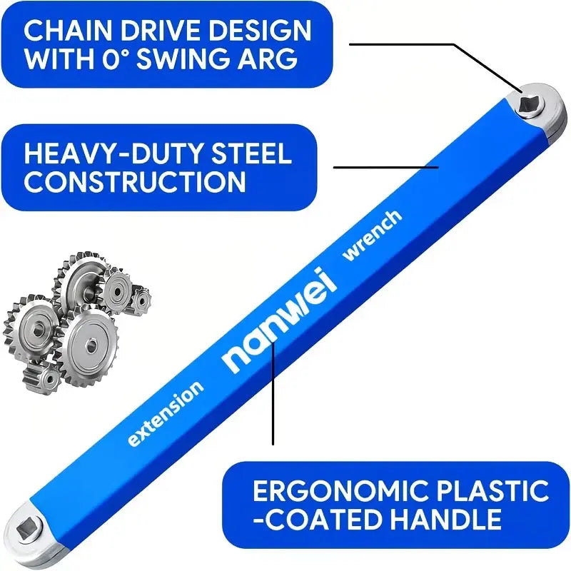 Offset Extension Wrench, Impact Ready Wrench Extender, with 1/2", 1/4" and 3/8" Square Drive Adapters