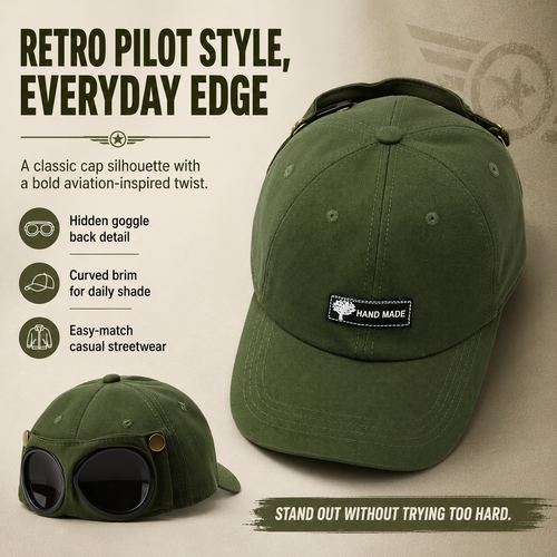 🕶️ 50% OFF Men's Retro Pilot Baseball Cap ✈️ Glasses-Ready Statement Style