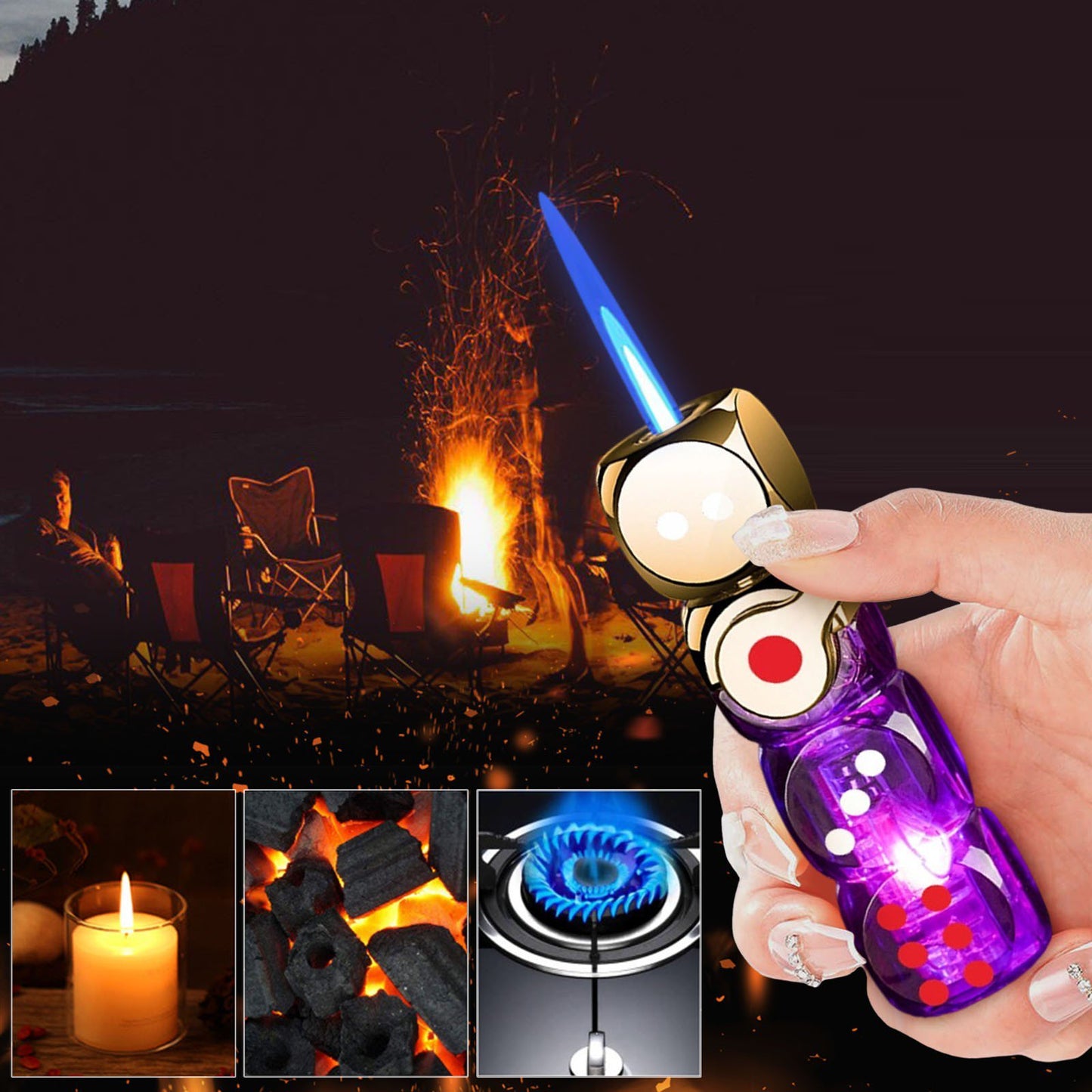 🔥 46% OFF-🎲 360° Spinning Dice Lighter 🔥 Windproof Jet Blue Flame, LED, Refillable EDC Gadget(Free of butane gas)