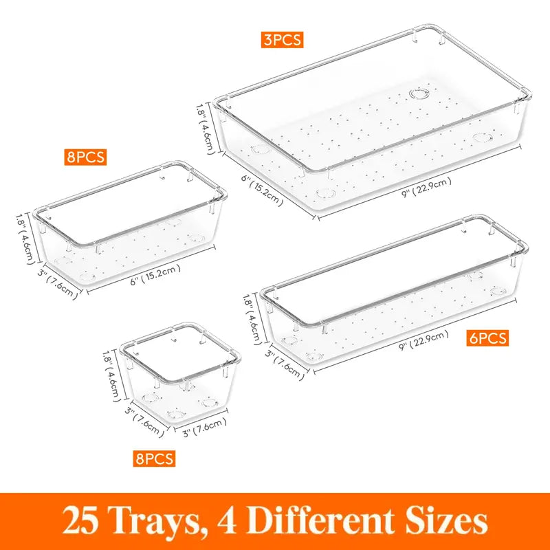 Vanity Drawer Organizer for Makeup, Jewelry & Gadgets (Silicone Tabs Not Included)