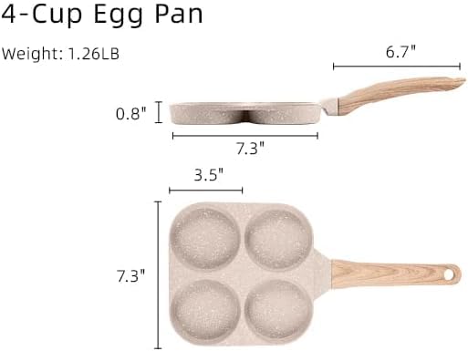 🍳 Multifunctional 4-Hole Pan with Wooden Handle – Perfect for Eggs, Pancakes & Mini Pancakes