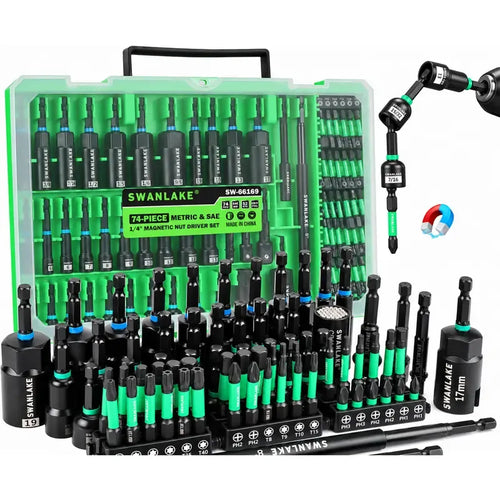 Magnetic Nut Driver Set for Impact Drill Metric & SAE, 74 or 41 Piece, Impact Socket Adapter, Power Bits with Magnetic Holder