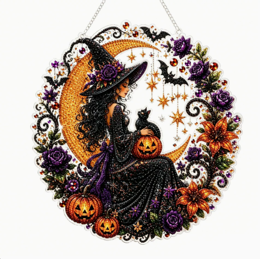 🧙‍♀️🎃Halloween Witch Friendship Diamond Art Window Suncatcher