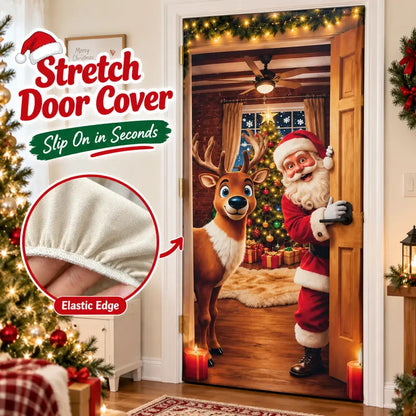 🎄🎅Santa Christmas Door Cover with Elastic Edges | Reusable Holiday Decor