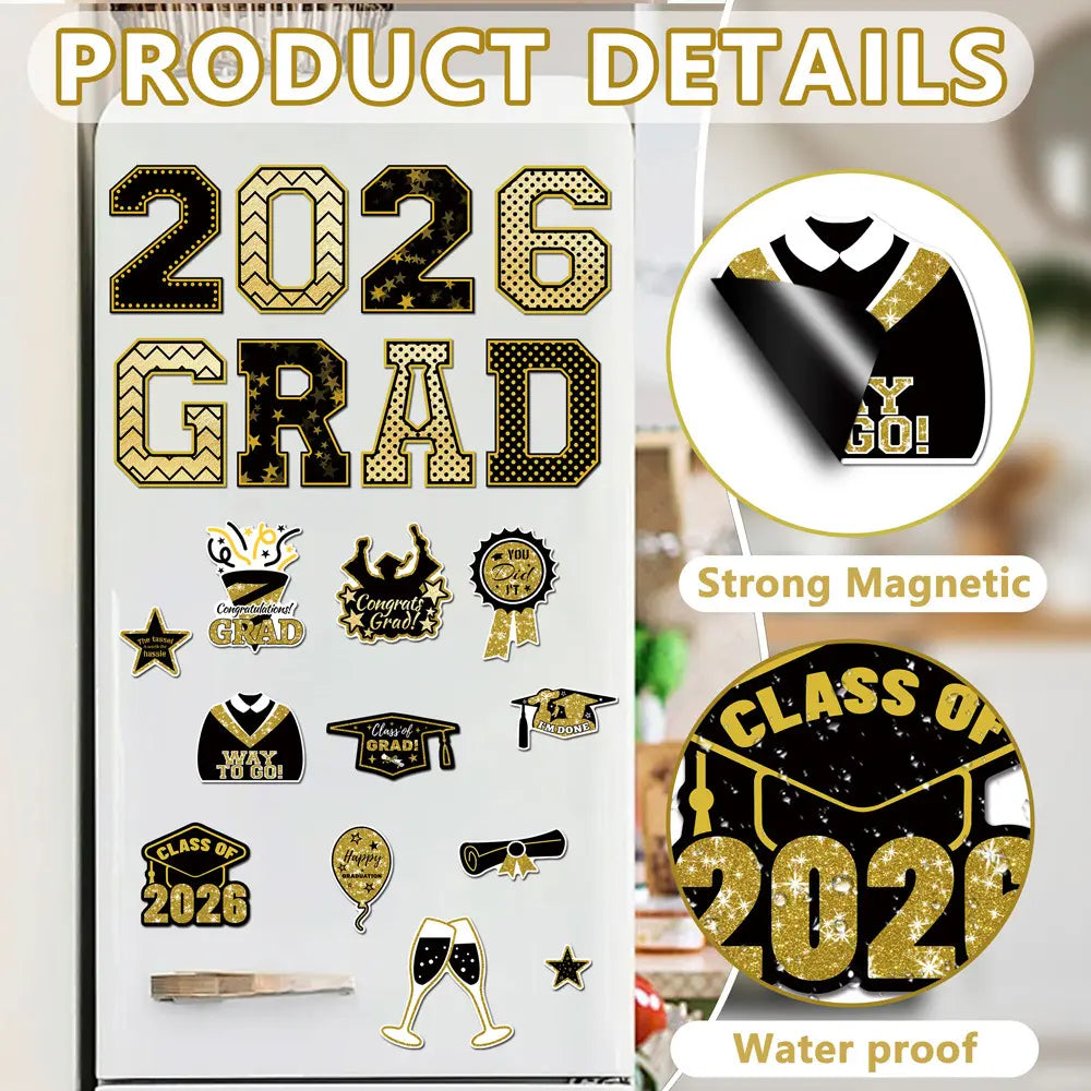20 Pcs Graduation Magnets 2026 Cruise Door Car Magnets  Congrats Grad Cap Magnetic Decorations for Refrigerator Garage Cruise Door Party Stickers