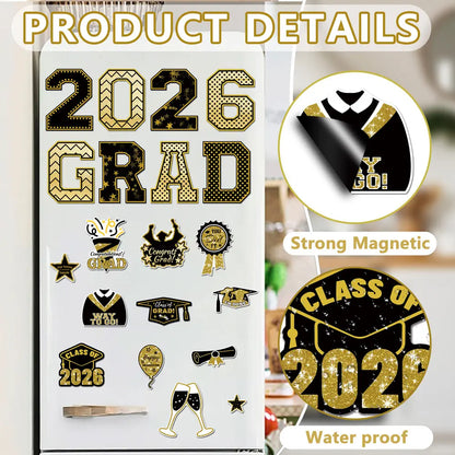 20 Pcs Graduation Magnets 2026 Cruise Door Car Magnets  Congrats Grad Cap Magnetic Decorations for Refrigerator Garage Cruise Door Party Stickers