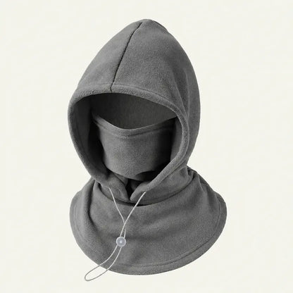 Unisex Cold Weather Fleece Balaclava Hat - Thick Fleece Linings, Windproof Full Face Cover with Hood & Neck Gaiter
