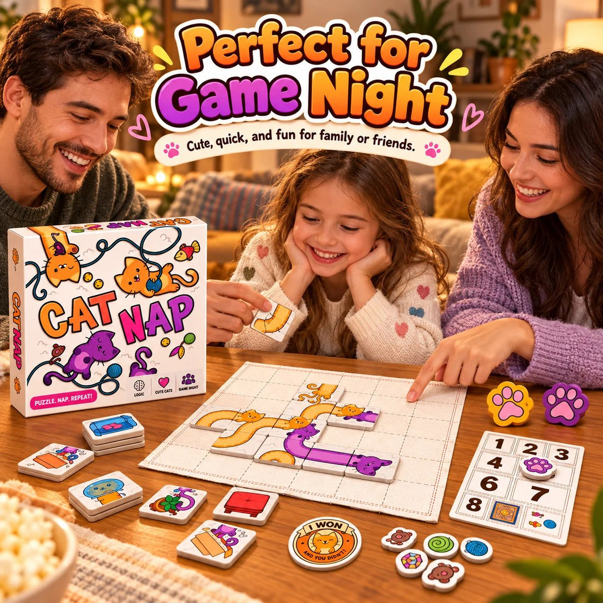 🐱 Cat Nap – Cute Cat Puzzle Board Game for Family Fun & Game Night