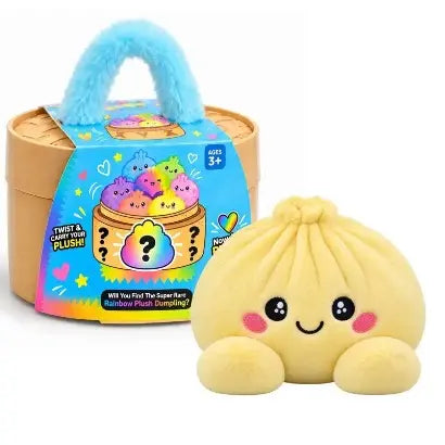 Cute Plush Stuffed Dumpling Squishies with Bamboo-Style Steamer Basket