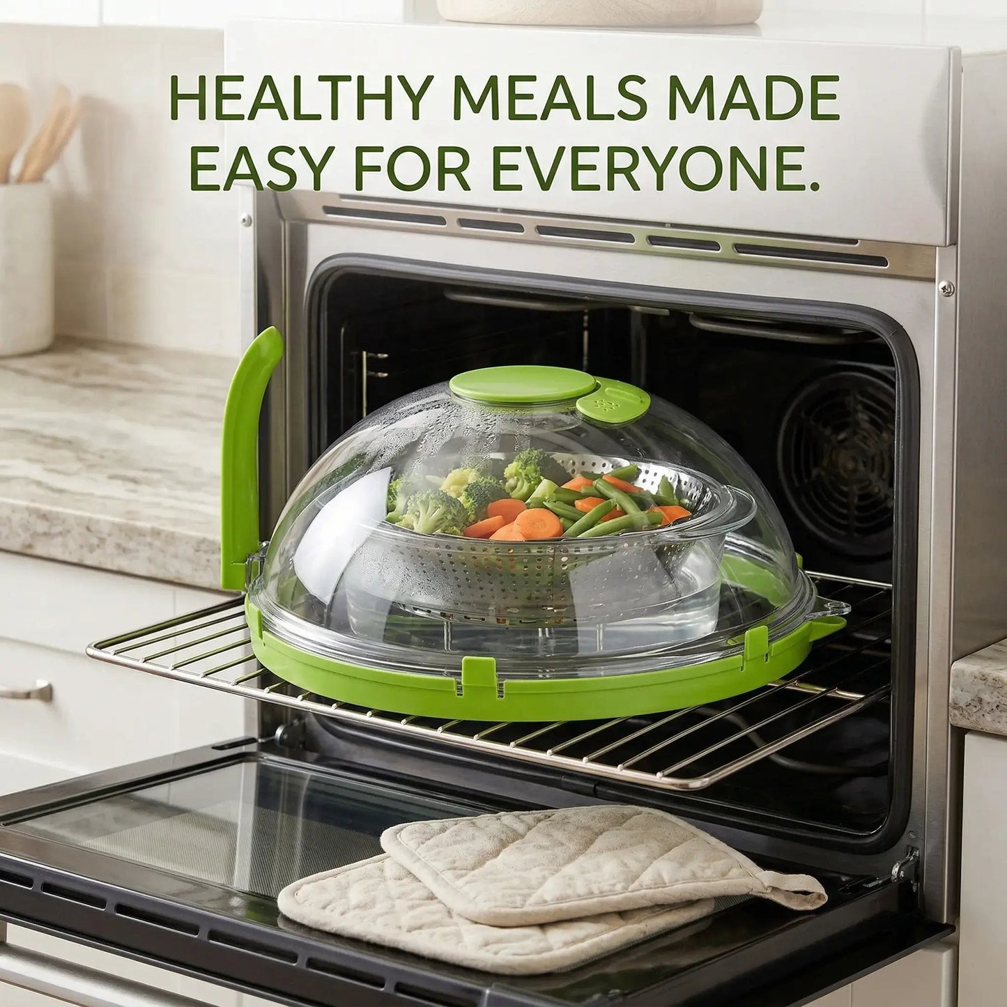 10' Clear Microwave Splatter Cover: Built-in Water Steamer & Steam Vent Lid