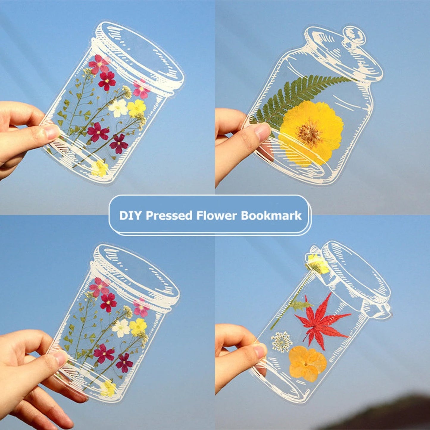 💐🌷20pcs Transparent Dried Flower Bookmarks-DIY Gifts Bookmarks