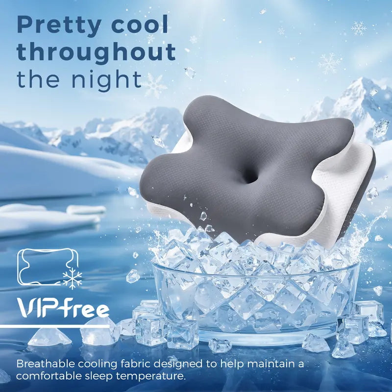 ❄️💤Cooling Memory Neck Pillow, Adjustable Ergonomic Memory Foam Neck Pillows, Cervical Support