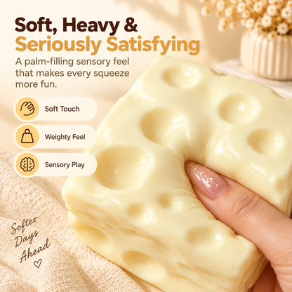 🧀 Giant Moldable Cheese Squishy – Soft & Satisfying Sensory Fidget Toy