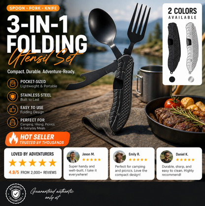 🎉🎉Surprise 50% off！🏕️Must-have for outdoor trips 🍴🥄4-In-1 Outdoor Folding Multifunctional Tableware