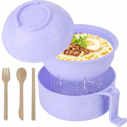 43oz (1300ml) Ergonomic Wheat Straw Microwavable Pig Ramen Cooker Bowl