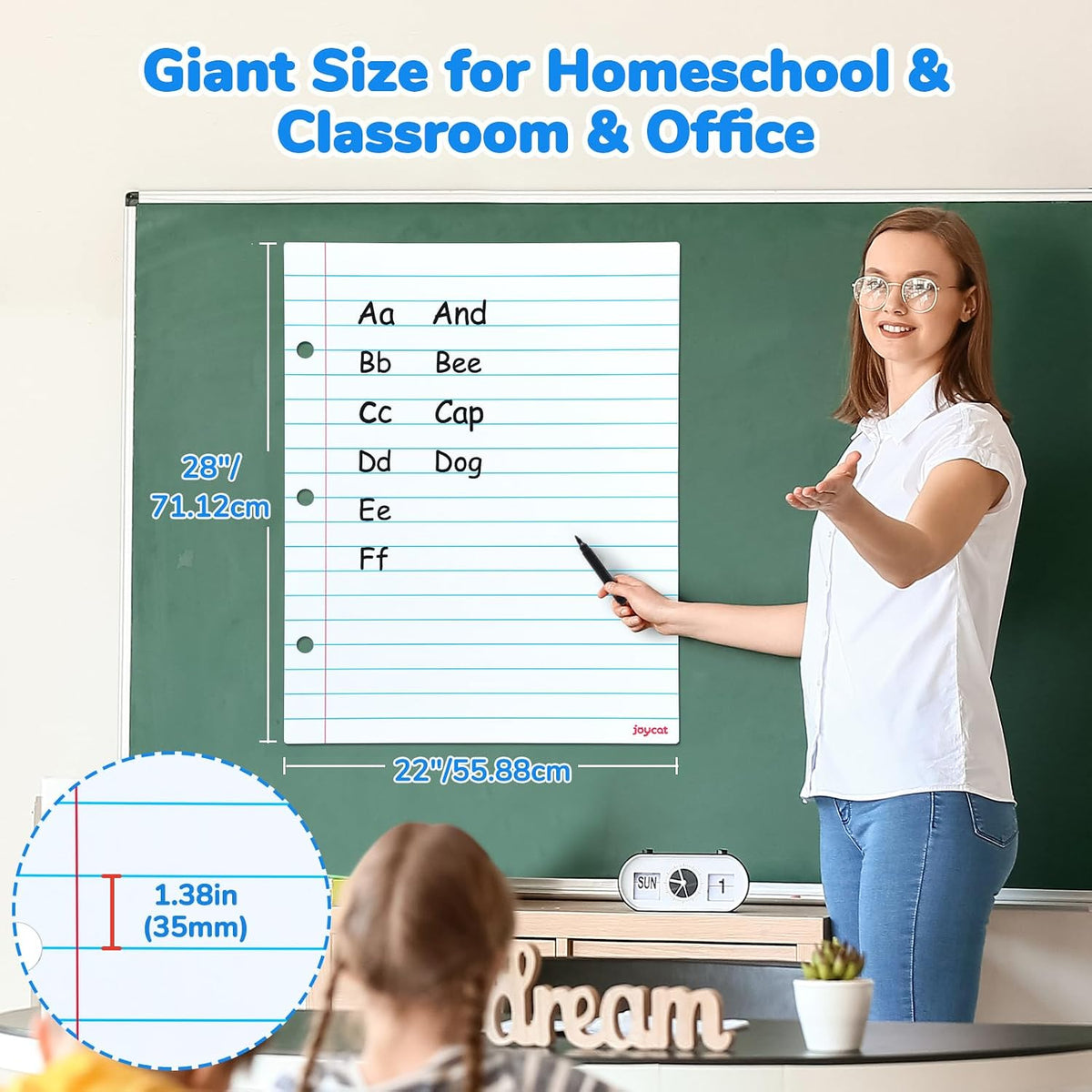 Giant Magnetic Notebook Paper, 22 x 28 Dry Erase Lined Sheet