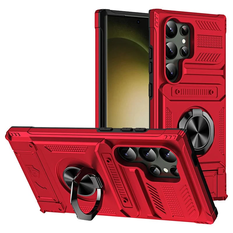 Samsung Galaxy S25/S24/S23 Case with Card Holder & 360° Magnetic Ring Stand