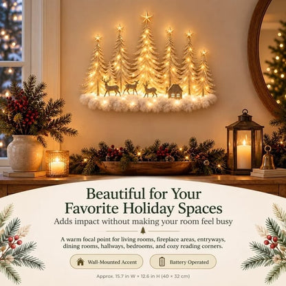 🔥HOT SALE🔥🌲 Step Into an Enchanted Winter Grove: Lighted Christmas Woodland Forest Wall Decor