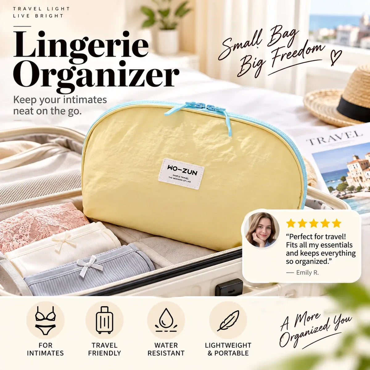 🧳💕 Portable Underwear Travel Organizer – Separate Storage for Bras, Panties & Socks