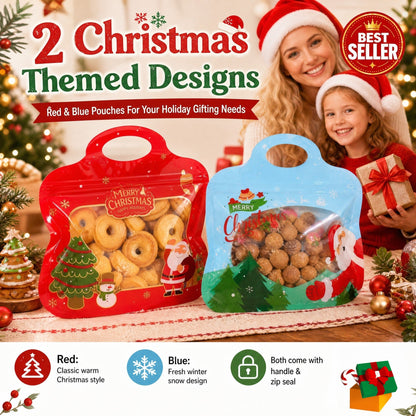 🎅LAST DAY SALE 60% OFF!!🎁Easy Fill, Easy Seal🎄 Festive Self-Seal Treat Bags – Santa & Snowman Print | Resealable, Food-Safe & Perfect for Cookies, Chocolates & Little Gifts⛄