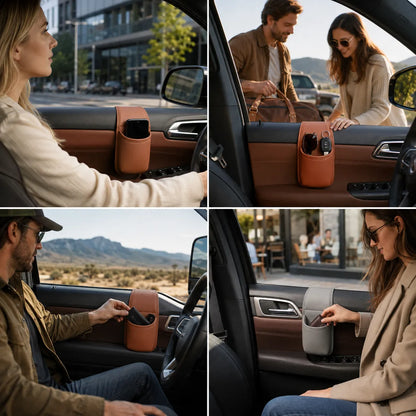 Multifunctional Leather Car Door Storage Pocket
