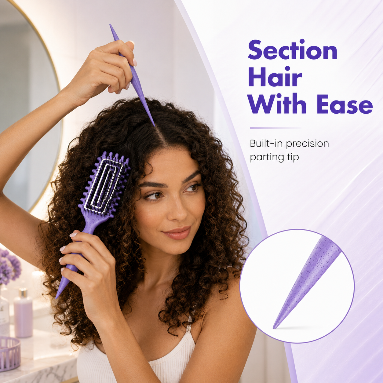 🌀 Defined Curl & Volume Styling Hair Brush – 3-Side Clumping & Detangling Brush ✨