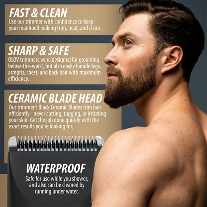 ✨ 3-In-1 Men's Body Groomer – Waterproof Groin, Body & Nose Hair Trimmer