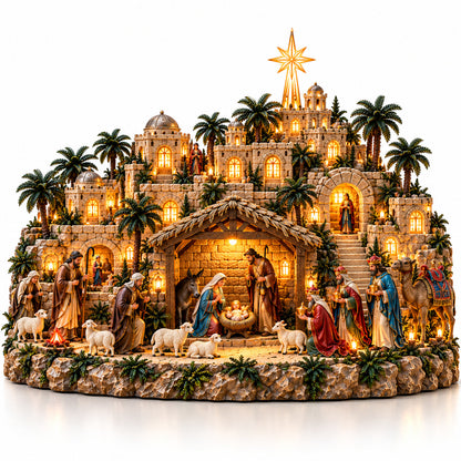 ✨ Remember the Night That Changed Everything! — The Holy Night of Bethlehem Illuminated Nativity Village