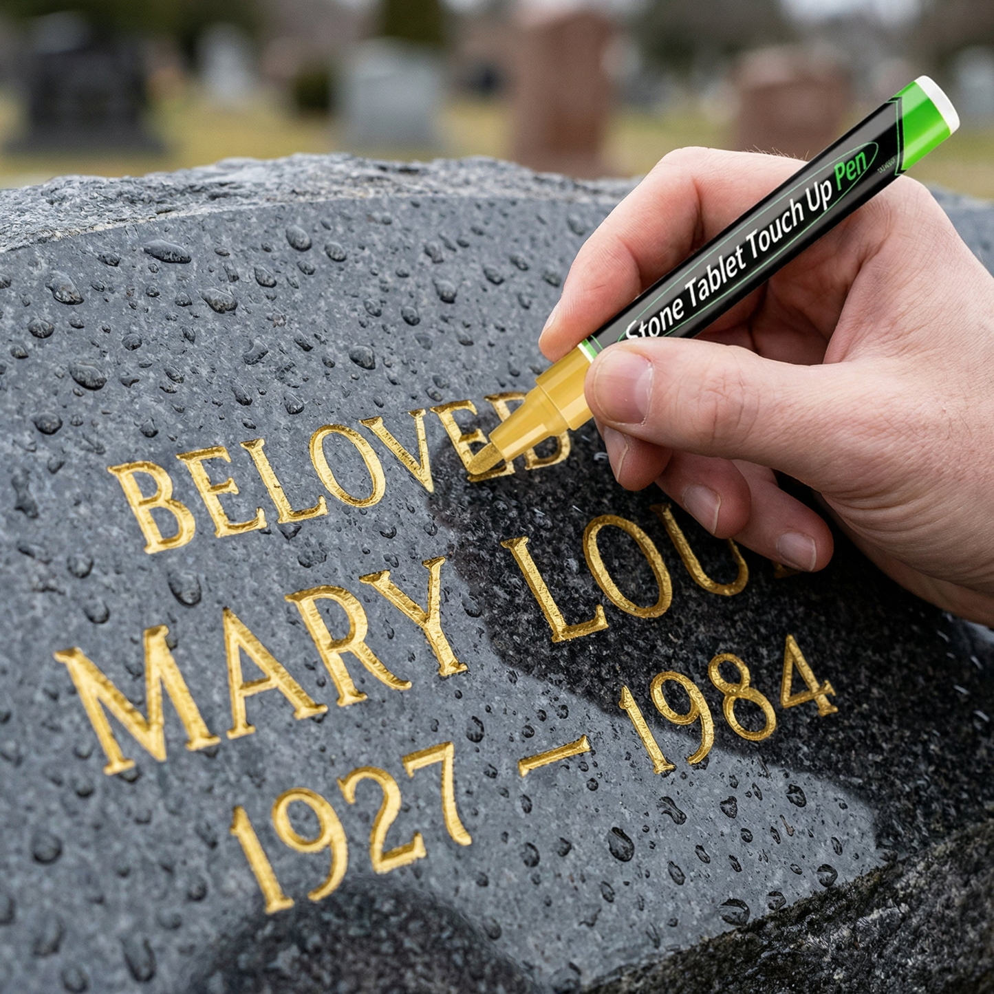 ⏳Limited Time 49% Discount | Golden Tombstone Touch-Up Pen Recover Faded Memorial Engravings