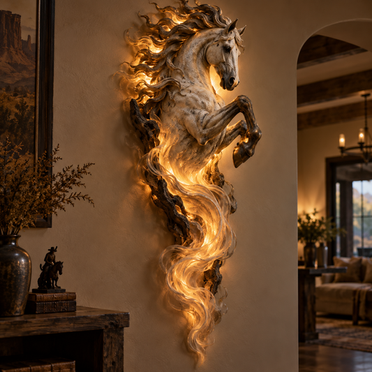 🦄 Celestial Flame Unicorn Wall Sconce – Sculptural Fantasy LED Wall Decor