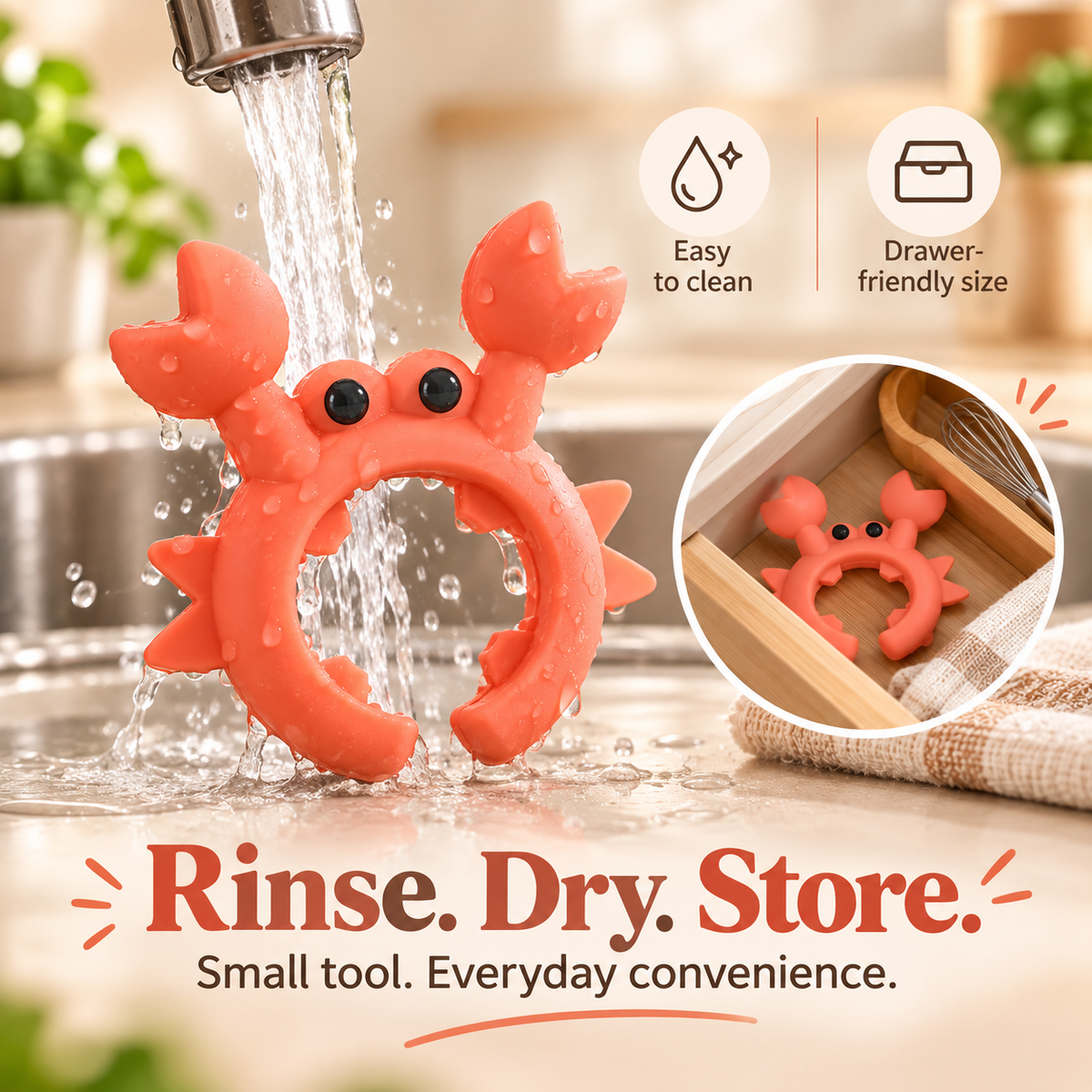 🦀 Cute Crab Silicone Utensil Holder and Pot Lid Lifter 🍲