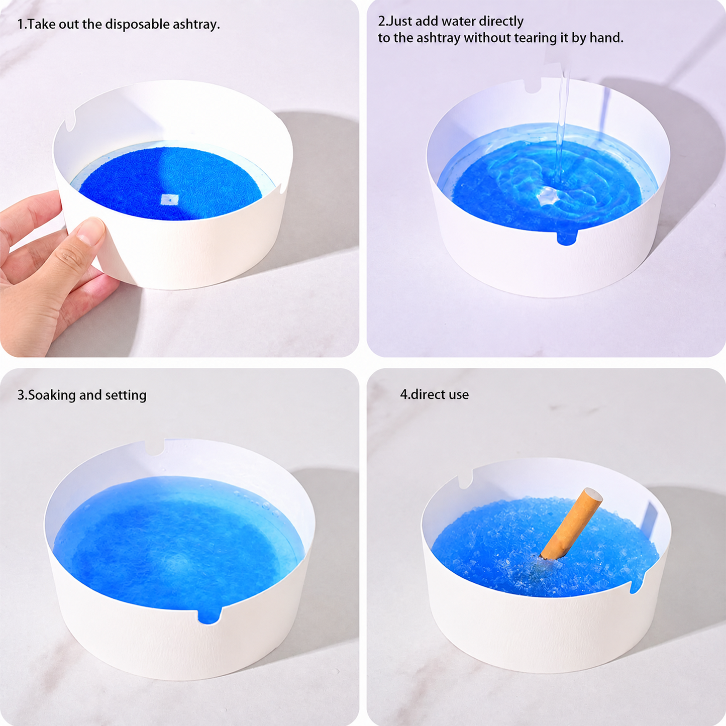 Disposable Ashtray 25-Pack, Portable & Eco-Friendly Paper Ashtrays with Deodorizing Smokeless Gel, for Indoor Outdoor Use, Travel, Car Cup Holder, Parties and Camping