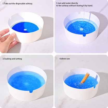 Disposable Ashtray 25-Pack, Portable & Eco-Friendly Paper Ashtrays with Deodorizing Smokeless Gel, for Indoor Outdoor Use, Travel, Car Cup Holder, Parties and Camping