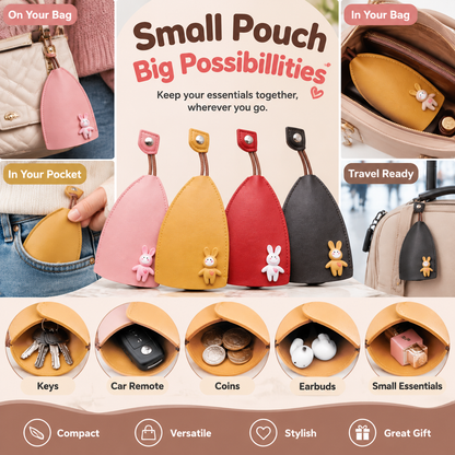 Cute Cartoon Pull-Out Leather Car Key Pouch & Organizer 🐰✨