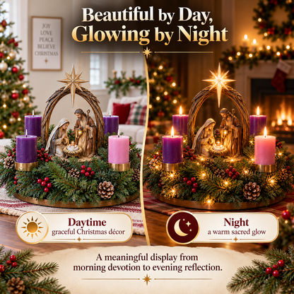 🔥50% OFF✨✝️ Lighted Nativity Advent Wreath – A Sacred 4-Week Christmas Tradition🕯️
