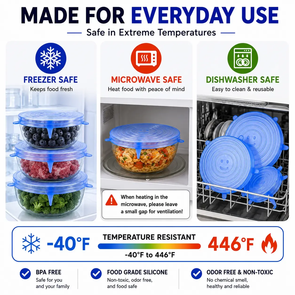 🍃 Silicone Stretch Lids – Ditch Plastic Wrap, Choose a Better Way