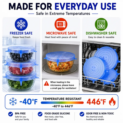 🍃 Silicone Stretch Lids – Ditch Plastic Wrap, Choose a Better Way