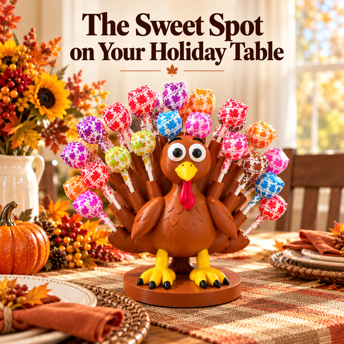 Turkey Lollipop Holder — A Rainbow Tail of Thanksgiving Fun