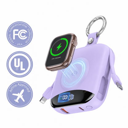 🔥10000mAh Portable Charger Power Bank with Built-in Cables Travel Keychain Battery Pack